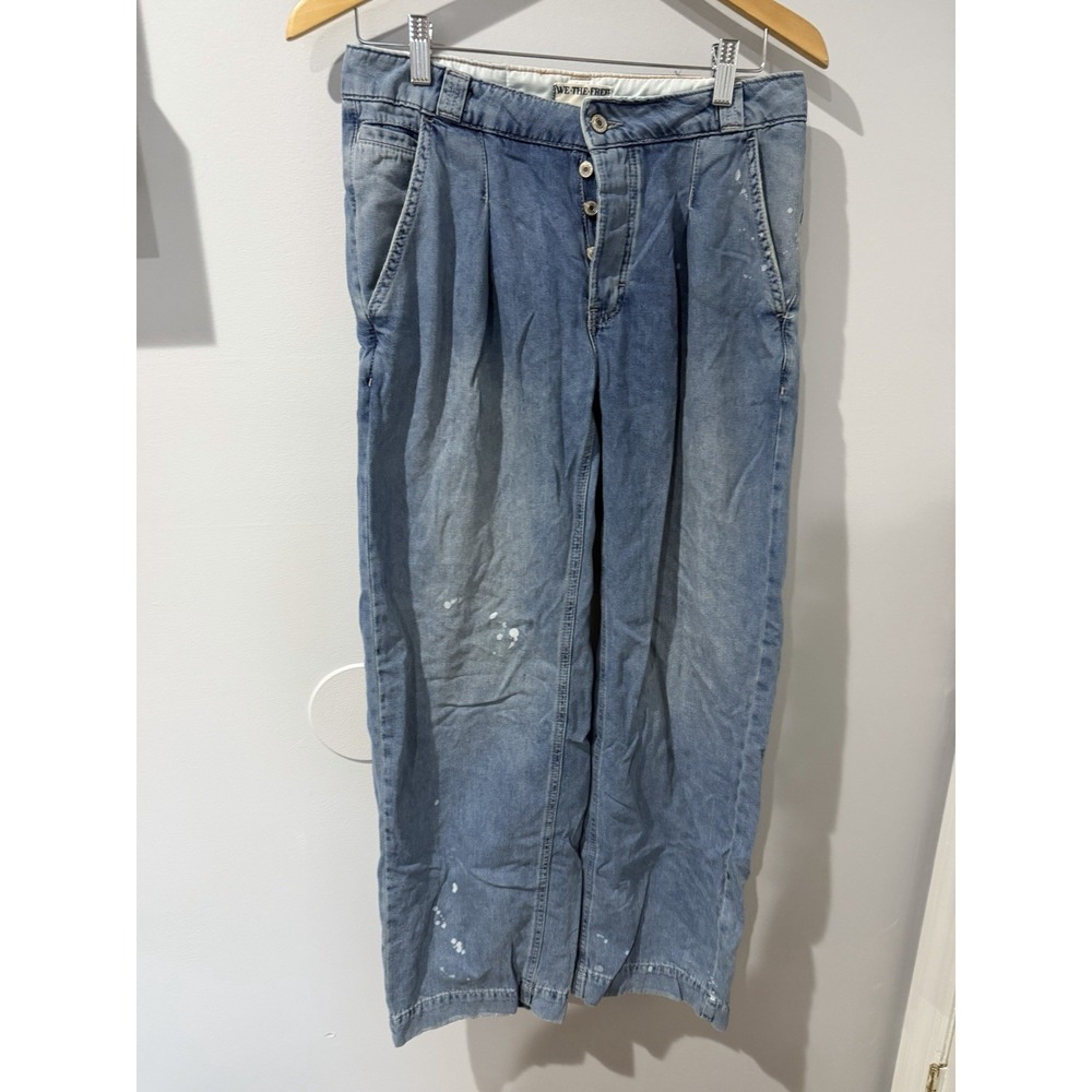 We The Free Paint Splatter Distressed Button Fly Aria Trouser Sz 28 M